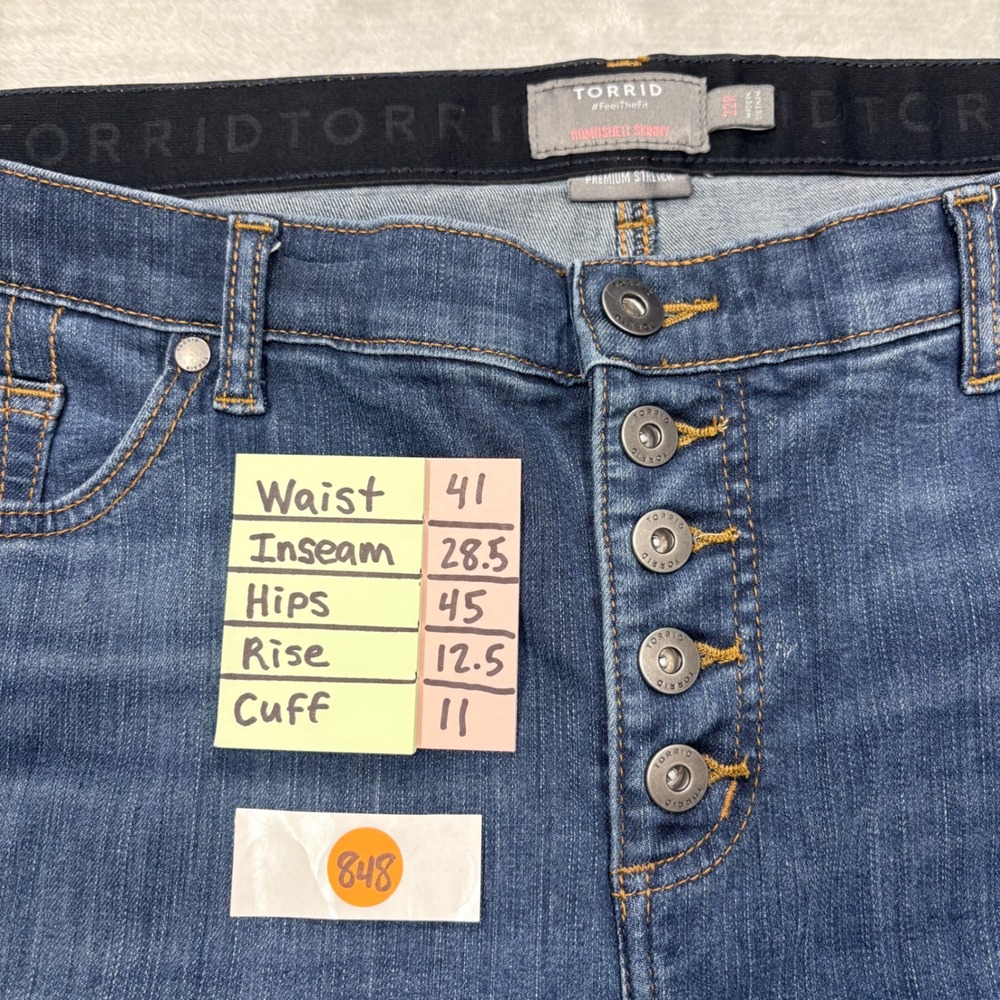 Torrid Jeans Women 22R Blue Bombshell Skinny Multi Button Fly Premium Stretch - Picture 11 of 11